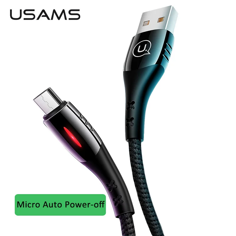 Фото USAMS Micro USB Авто отсоединить кабель Быстрая зарядка защита умный отключения