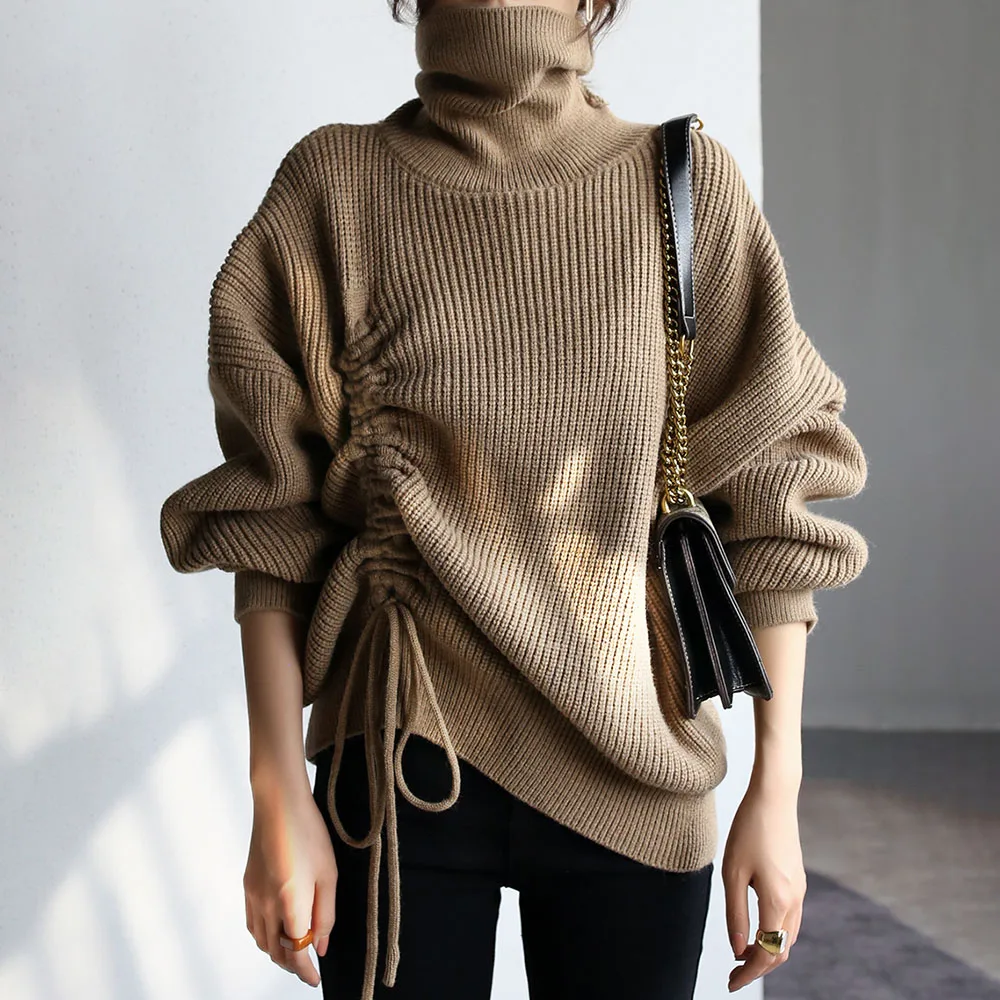 Women's Sweater Pullover 2021 Turtleneck Drawstring Korean Fashion Loose Lazy Thickened Outer Wear Retro Style Chic Female Tops
Women's Sweater Pullover 2021 Turtleneck Drawstring Korean Fashion Loose Lazy Thickened Outer Wear Retro Style Chic Female Tops