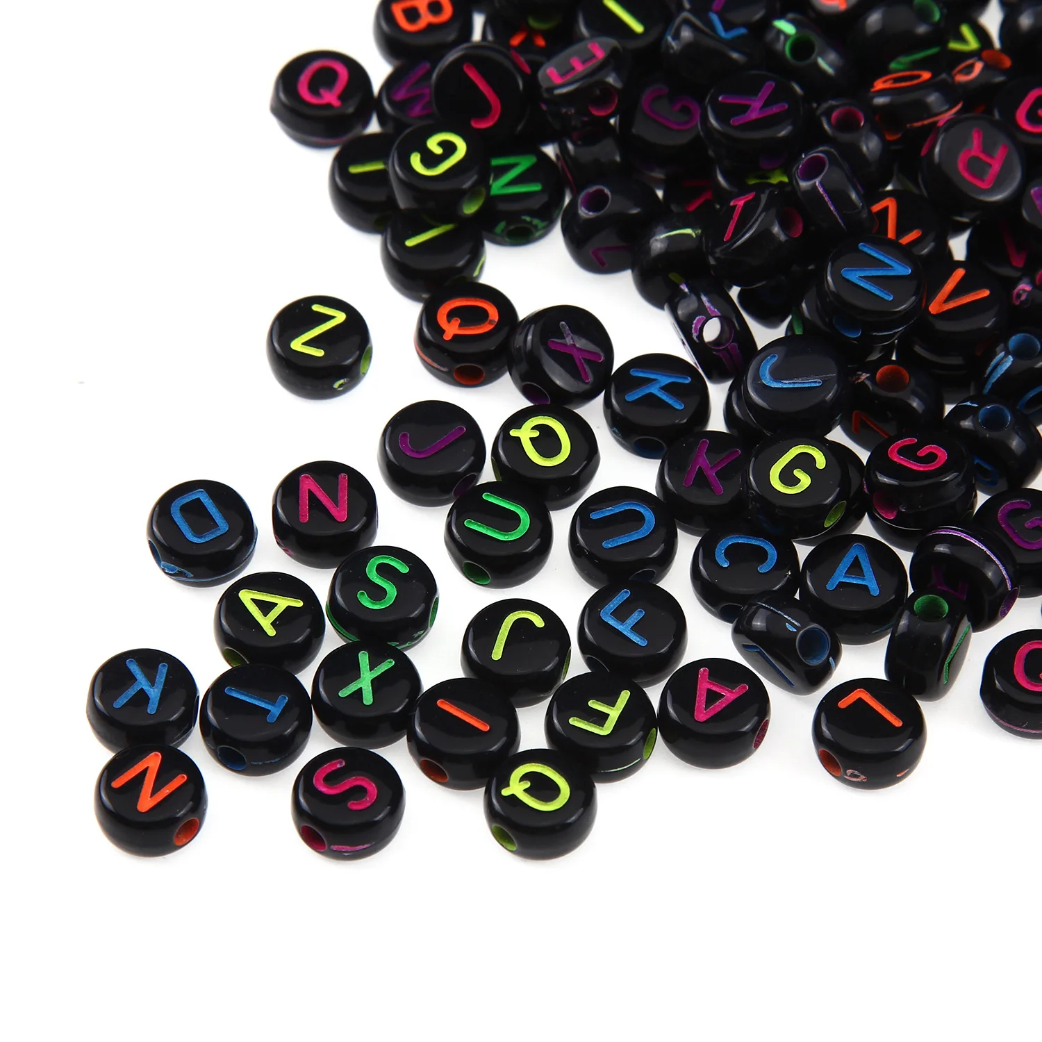 

Черные акриловые цветные бусины-разделители с буквами 4*7 мм для изготовления ювелирных изделий «сделай сам», аксессуары для браслетов, ожерелий
