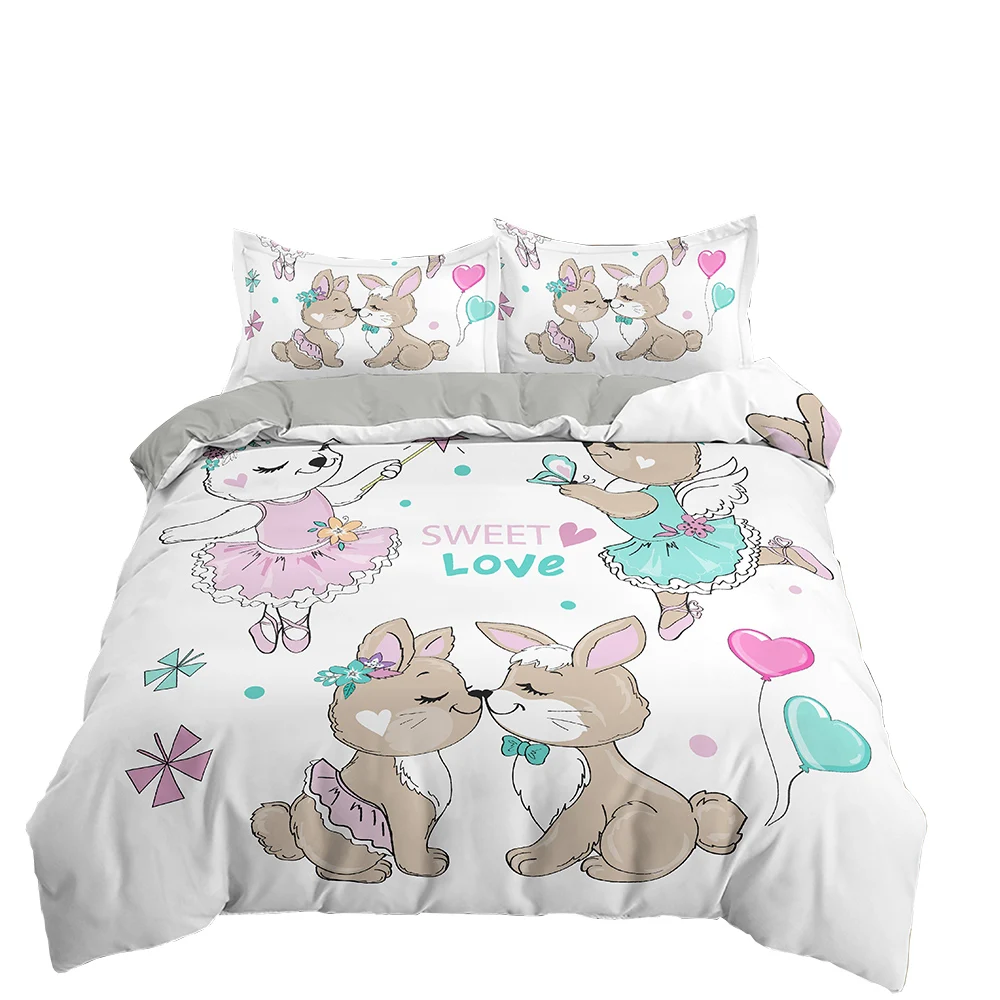 Cartoon Rabbit Printed Duvet Cover Cute Kids Bedding Set Custom Quilt Cover With PillowCase 3D Comforter Set Easter Gifts
Cartoon Rabbit Printed Duvet Cover Cute Kids Bedding Set Custom Quilt Cover With PillowCase 3D Comforter Set Easter Gifts