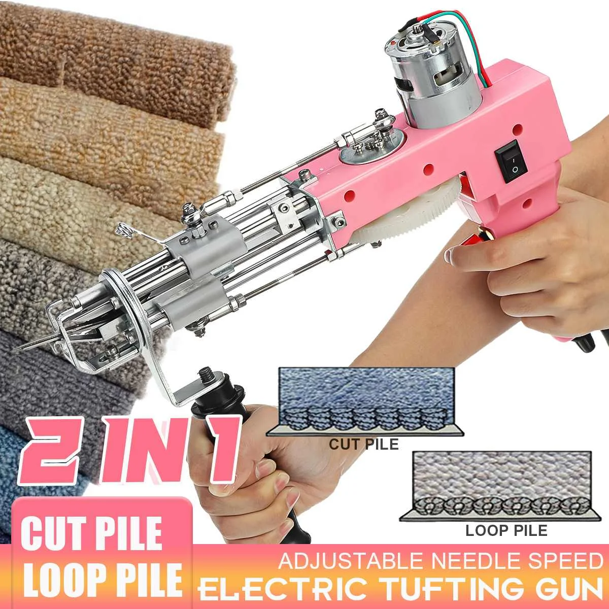 2 in 1 Pink Tufting Gun Cut Pile and Loop Pile Electric Carpet Rug Guns Carpet Weaving Knitting Machine For DIY Knitting
2 in 1 Pink Tufting Gun Cut Pile and Loop Pile Electric Carpet Rug Guns Carpet Weaving Knitting Machine For DIY Knitting
