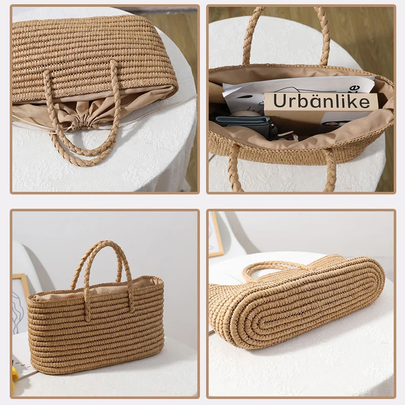 Casual Large Capacity Tote Straw Bags Handmade Woven Women Handbags Summer Beach Basket Bag Lady Travel Bali Big Purses 2021
Casual Large Capacity Tote Straw Bags Handmade Woven Women Handbags Summer Beach Basket Bag Lady Travel Bali Big Purses 2021