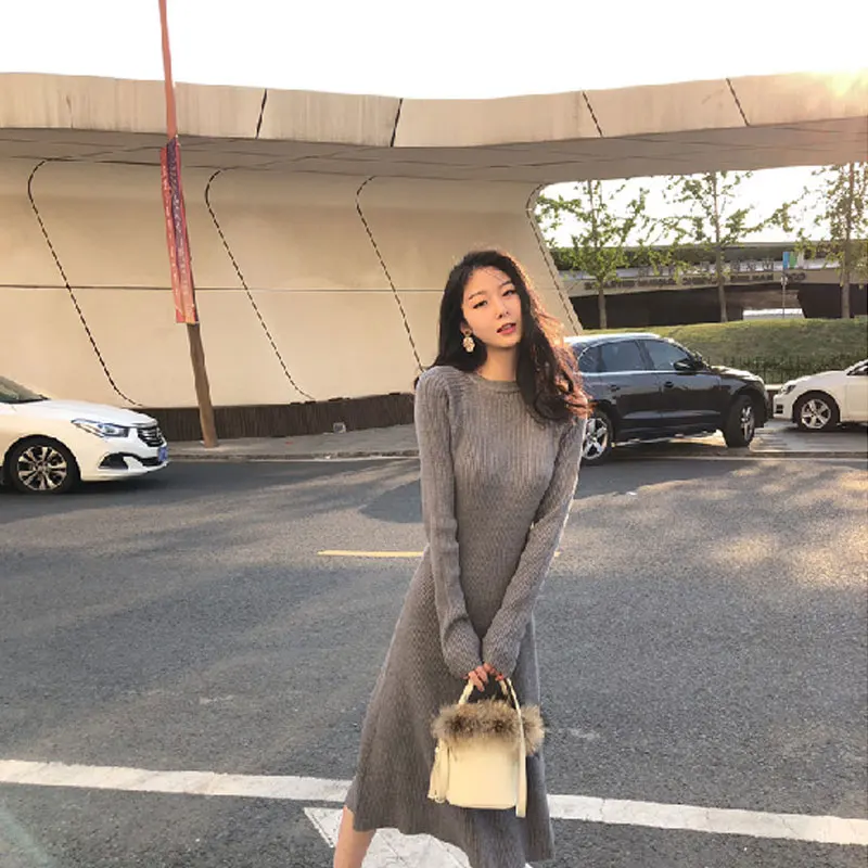 2020 Autumn Pullover Thick Sweater Dress O-neck Long Sleeve Slim Waist Mid-Calf Female Knitted Dress Casual Vestidos JK538
2020 Autumn Pullover Thick Sweater Dress O-neck Long Sleeve Slim Waist Mid-Calf Female Knitted Dress Casual Vestidos JK538