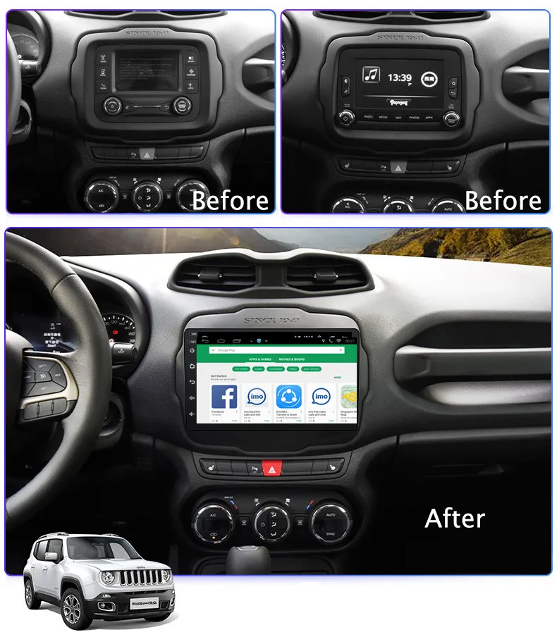 Chogath 9inch touch screen car multimedia player android 9.0 car gps navigation for Jeep Renegade 2015 2016 2017 2018
Chogath 9inch touch screen car multimedia player android 9.0 car gps navigation for Jeep Renegade 2015 2016 2017 2018