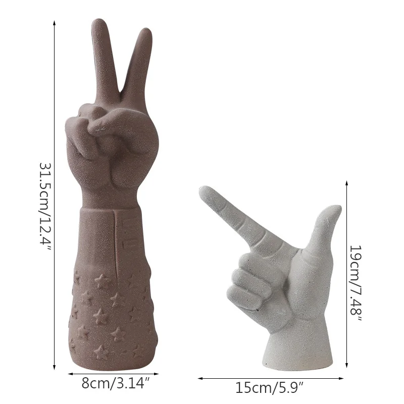 

Home Decoration Hand Gesture Sculpture & Statue Ceramic Figurine Crafts For Home Decoration Accessories Victory Gesture Ornament