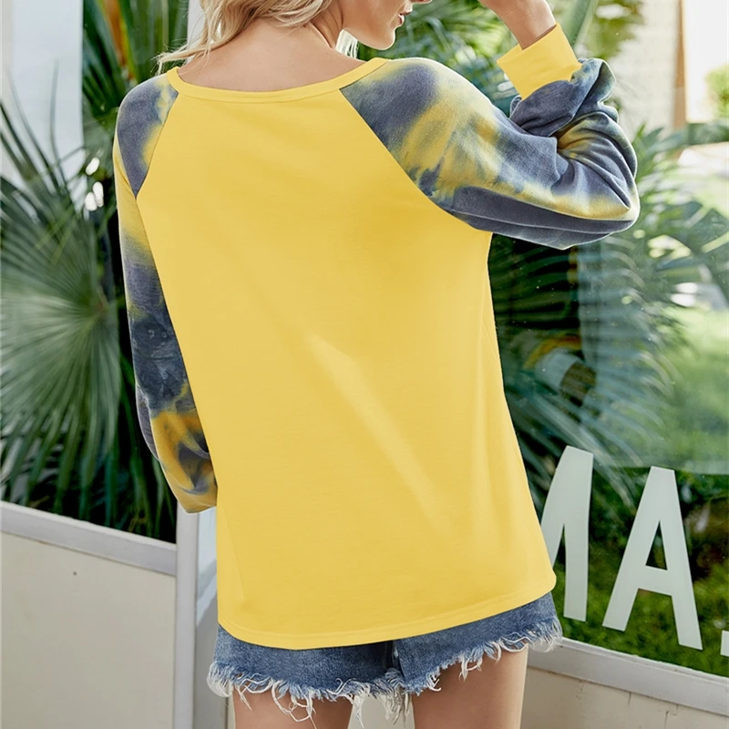 Women's Tie-dye Long-sleeved T-shirt Fashion All-match Casual Color Matching Ladies Round Neck Pullover Tops Street Wear
Women's Tie-dye Long-sleeved T-shirt Fashion All-match Casual Color Matching Ladies Round Neck Pullover Tops Street Wear