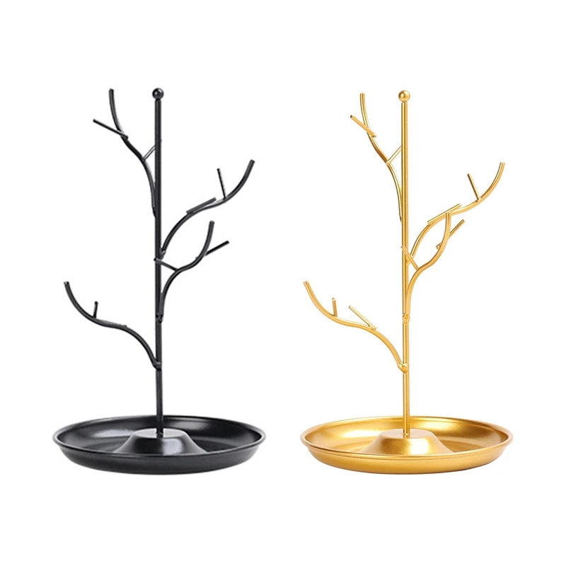2 Pcs Jewelry Display Stand Rack Tree Stand Iron Necklace Earring Holder Bracelet Fashion Organizer, Black & Golden
2 Pcs Jewelry Display Stand Rack Tree Stand Iron Necklace Earring Holder Bracelet Fashion Organizer, Black & Golden