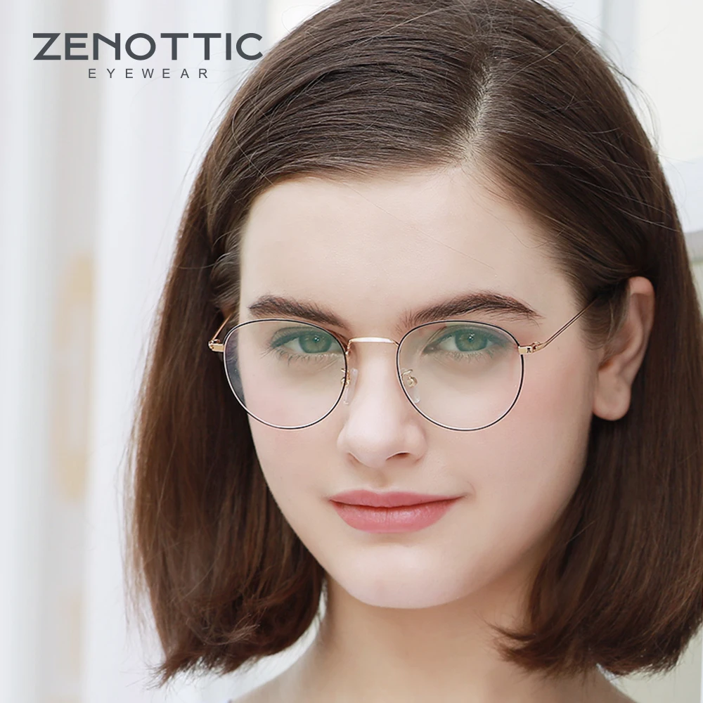 Женские оптические очки ZENOTTIC, круглые металлические очки с синим светом, оправа для очков по рецепту при близорукости
Женские оптические очки ZENOTTIC, круглые металлические очки с синим светом, оправа для очков по рецепту при близорукости