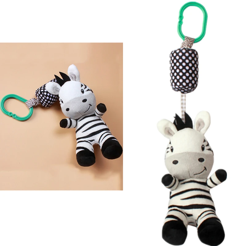 

Crib Hanging Bell Pacify Toys Baby Rattle Toys Cartoon Zebra Infant Mobile Cloth Toy Baby Trolley Bed Wind Chimes Rattles Bell