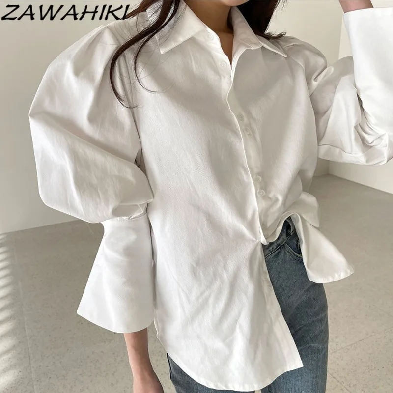 ZAWAHIKI White Blusas Mujer Solid Single Breasted Office Ladies 2021 Spring Blouse Women Tops Korean Elegant Shirts Long Sleeve
ZAWAHIKI White Blusas Mujer Solid Single Breasted Office Ladies 2021 Spring Blouse Women Tops Korean Elegant Shirts Long Sleeve
