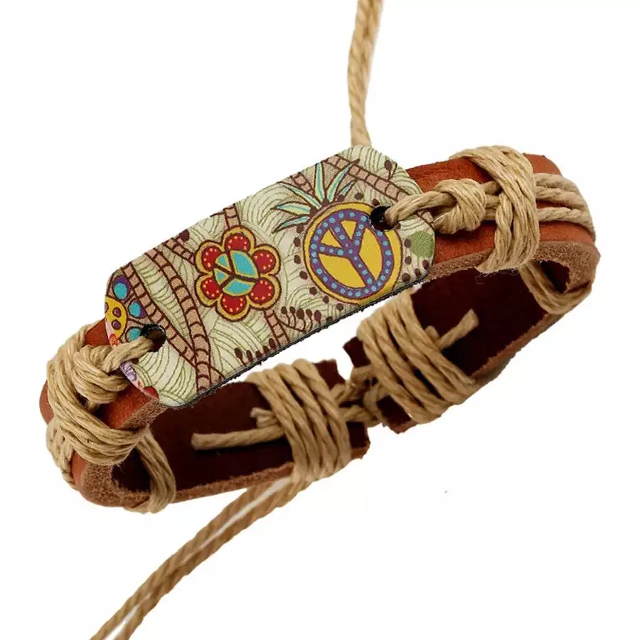 Handmade Hippie Leather Bracelets Adjustable Bohemia Peace Bracelet Jewelry Men Women Colorful Space Flower Print Rope Gifts
Handmade Hippie Leather Bracelets Adjustable Bohemia Peace Bracelet Jewelry Men Women Colorful Space Flower Print Rope Gifts
