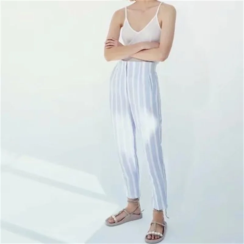 ZXQJ Women 2021 Chic Fashion Stripe Flare Pants Vintage High Elastic Waist Zipper Fly Female Ankle Trousers Pantalones Mujer
ZXQJ Women 2021 Chic Fashion Stripe Flare Pants Vintage High Elastic Waist Zipper Fly Female Ankle Trousers Pantalones Mujer
