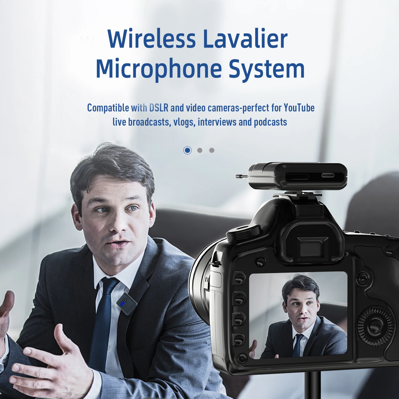 Wireless Lavalier Microphone System with 2 Transmitters and 1 Receiver Omnidirectional Lapel Mic for Interview Recording Class |