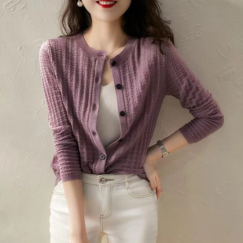 Harteen Korean Fashion New Cardigan Woman Sweater Soild Plaid Long Sleeve O Neck Slingle Breasted Knitted Sweater Femal Tops
Harteen Korean Fashion New Cardigan Woman Sweater Soild Plaid Long Sleeve O Neck Slingle Breasted Knitted Sweater Femal Tops