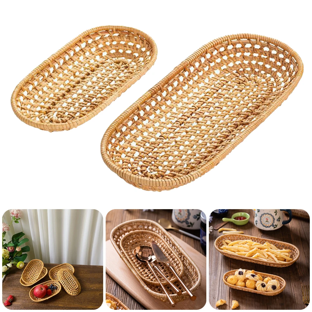 Wicker Rattan Basket Hand Woven Bread Tray Tabletop Food Fruit Vegetables Restaurant Serving Breakfast Display Kitchen Storage
Wicker Rattan Basket Hand Woven Bread Tray Tabletop Food Fruit Vegetables Restaurant Serving Breakfast Display Kitchen Storage