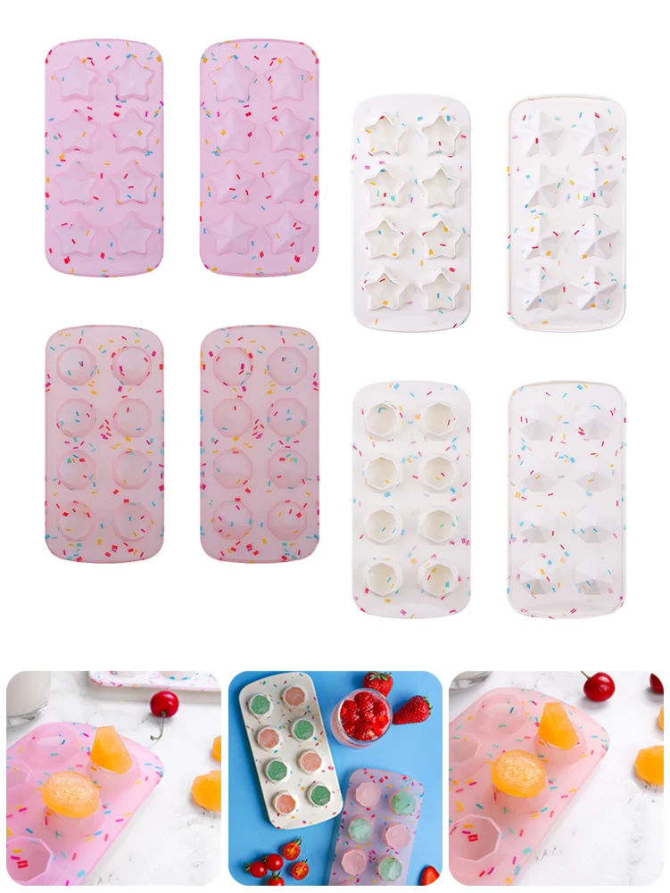 8 Grid Silicone Chocolate Mold Tray Creative Diamond Star Shaped Ice Cube Cake decoration Mold Bar Party Drink Freeze Molds
8 Grid Silicone Chocolate Mold Tray Creative Diamond Star Shaped Ice Cube Cake decoration Mold Bar Party Drink Freeze Molds