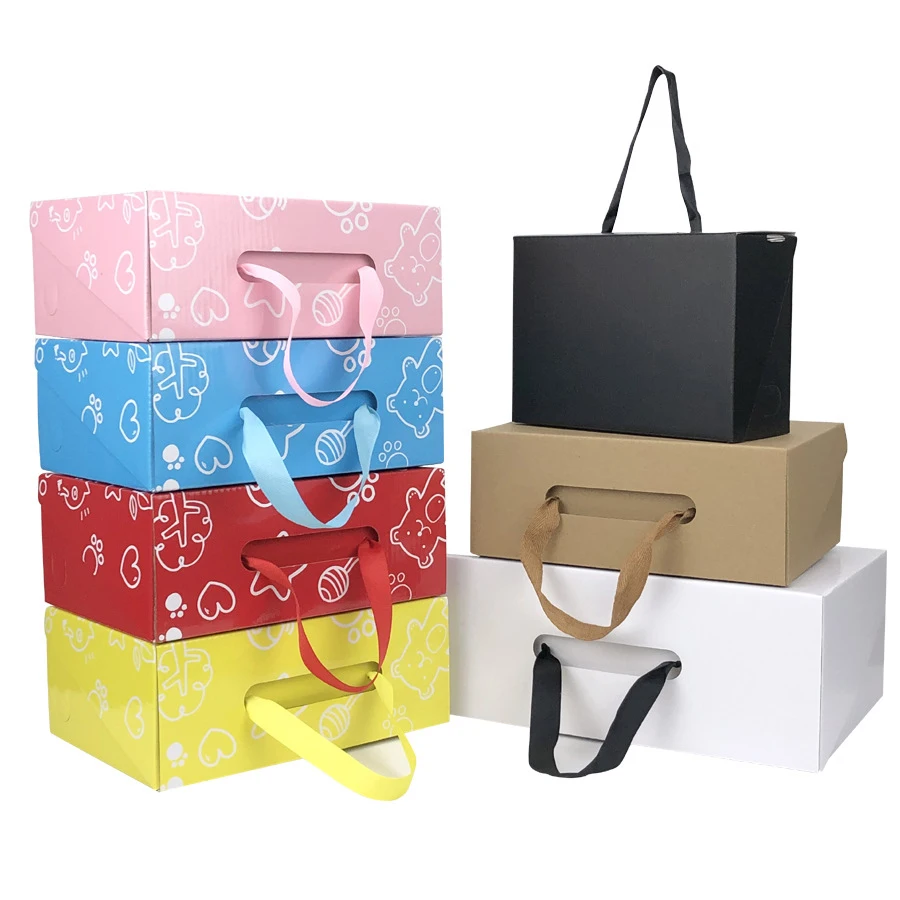 Customer Logo Shoe Packaging Box Large Gift Box With Handle Black Gift Packing Boxes Cardboard Paper Carton Box
Customer Logo Shoe Packaging Box Large Gift Box With Handle Black Gift Packing Boxes Cardboard Paper Carton Box