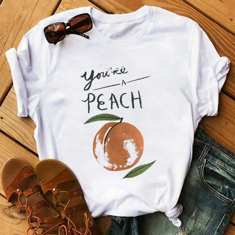 Cartoon Peach Printing Female T Shirt Cartoon Tshirt Harajuku Fashion O-Neck Tops Tees Femme Clothes Funny Women T-shirt
Cartoon Peach Printing Female T Shirt Cartoon Tshirt Harajuku Fashion O-Neck Tops Tees Femme Clothes Funny Women T-shirt