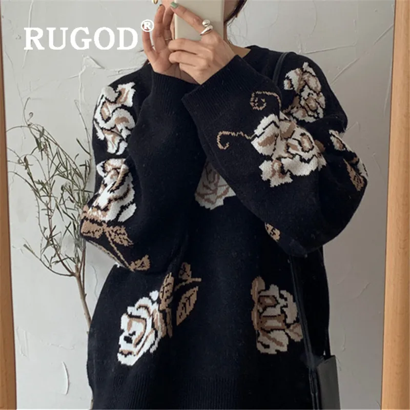 Женский свитер с цветочным принтом RUGOD, вязаный пуловер с круглым вырезом и длинными рукавами, Свободный Повседневный джемпер
Женский свитер с цветочным принтом RUGOD, вязаный пуловер с круглым вырезом и длинными рукавами, Свободный Повседневный джемпер