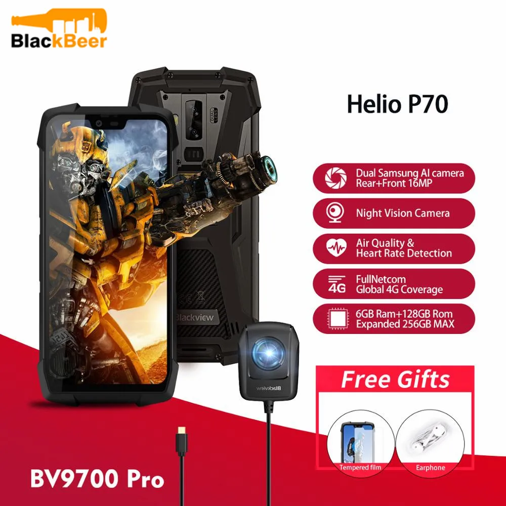 Смартфон Blackview BV9700 Pro с защитой IP68/IP69K, мобильный телефон Helio P70, 6 ГБ, 128 ГБ, Android 9,0, двойная камера ночного видения 16 + 8 МП
Смартфон Blackview BV9700 Pro с защитой IP68/IP69K, мобильный телефон Helio P70, 6 ГБ, 128 ГБ, Android 9,0, двойная камера ночного видения 16 + 8 МП