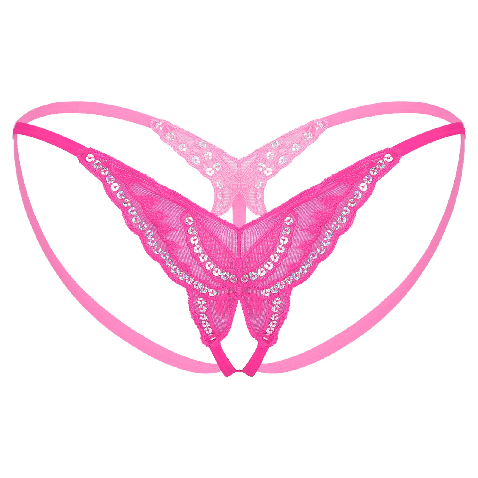 Womens Sissy Lingerie Lace Sequined Panties Butterfly Crotchless T-back Underwear Low Waist Open Butt G-string Thongs Underpants
Womens Sissy Lingerie Lace Sequined Panties Butterfly Crotchless T-back Underwear Low Waist Open Butt G-string Thongs Underpants