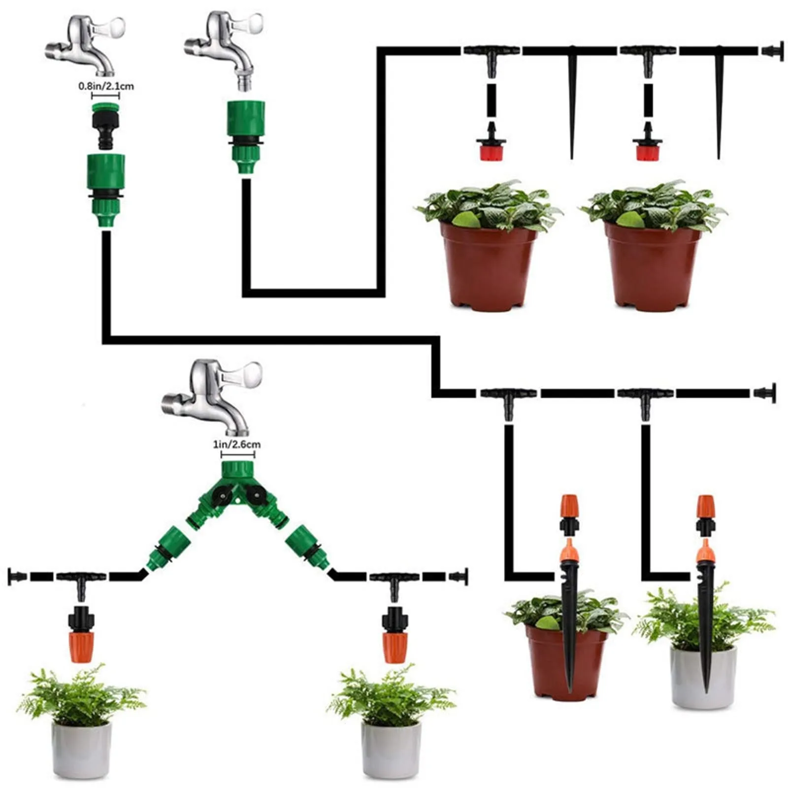 Automatic Drip Irrigation Tool Spikes Automatic Flower Plant Garden Watering System Kit Adjustable Water Self-watering Device#T3 
Automatic Drip Irrigation Tool Spikes Automatic Flower Plant Garden Watering System Kit Adjustable Water Self-watering Device#T3