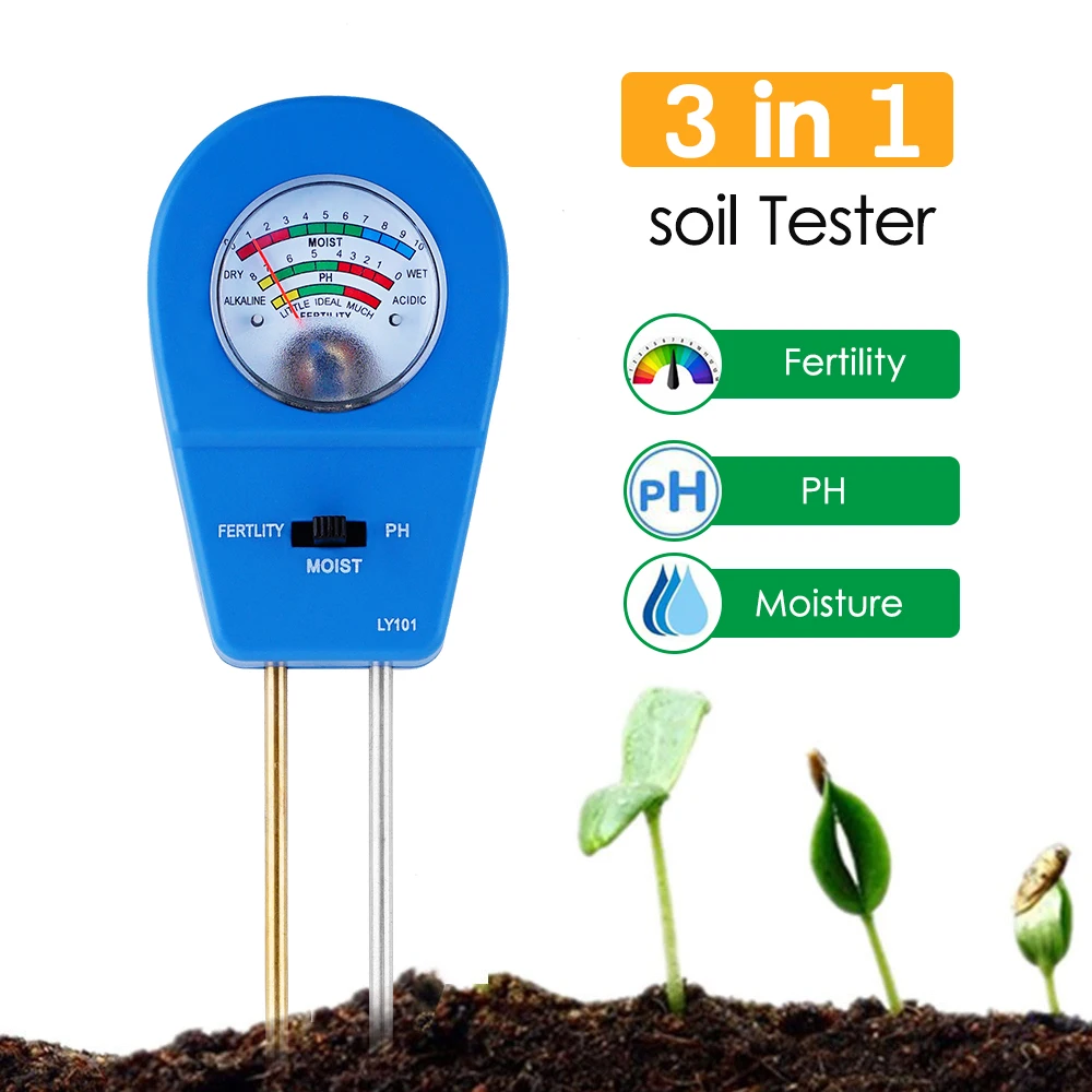 Soil Moisture Meter 3 in 1 Fertility Water PH Test Meter Soil Test Kits Soil Fertility Meter for Garden/Lawn/Outdoor/Indoor use
Soil Moisture Meter 3 in 1 Fertility Water PH Test Meter Soil Test Kits Soil Fertility Meter for Garden/Lawn/Outdoor/Indoor use