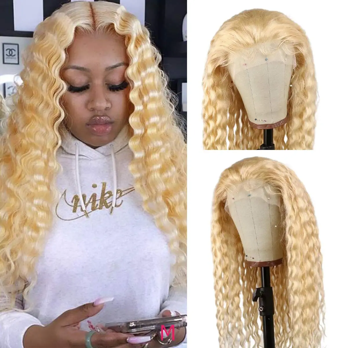 613 Lace Frontal Wig 13x4 Deep Wave Frontal Wig 150% Transparent Lace 613 Deep Curly Brazilian Human Hair Blonde Lace Front Wig
613 Lace Frontal Wig 13x4 Deep Wave Frontal Wig 150% Transparent Lace 613 Deep Curly Brazilian Human Hair Blonde Lace Front Wig
