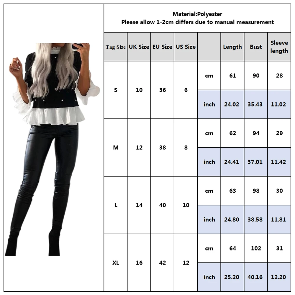 Spring Autumn Ladies Ruffled Shirts Women Blouses Shirts Contrast Long Sleeve Black Tops Casual Female Shirt Blusas Femme D30
Spring Autumn Ladies Ruffled Shirts Women Blouses Shirts Contrast Long Sleeve Black Tops Casual Female Shirt Blusas Femme D30