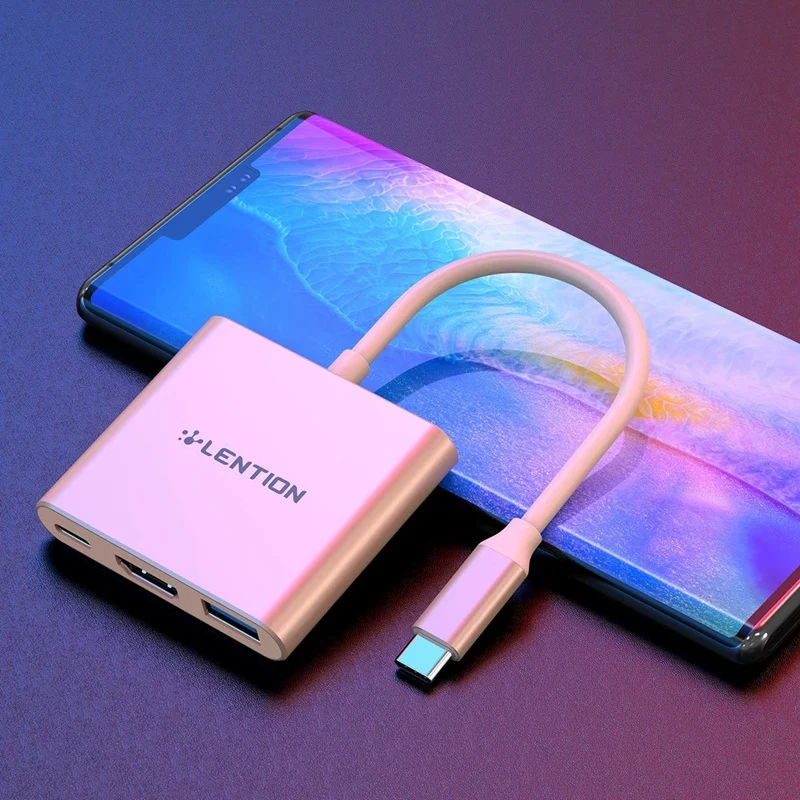 LENTION C14 3-In-1 USB C Hub with 100W Type C Power Delivery USB 3.0 and 4K HDMI-Compatible Adapter ChromeBook More,Pink
LENTION C14 3-In-1 USB C Hub with 100W Type C Power Delivery USB 3.0 and 4K HDMI-Compatible Adapter ChromeBook More,Pink