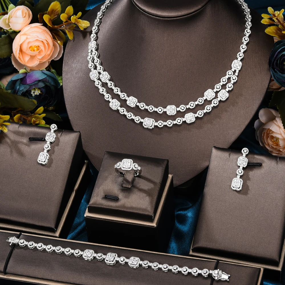 Soramoore High Quality Trendy New Luxury 4PCS Shiny Necklace cubic Zircon Jewelry Sets For Women Wedding Party Jewelry Set
Soramoore High Quality Trendy New Luxury 4PCS Shiny Necklace cubic Zircon Jewelry Sets For Women Wedding Party Jewelry Set