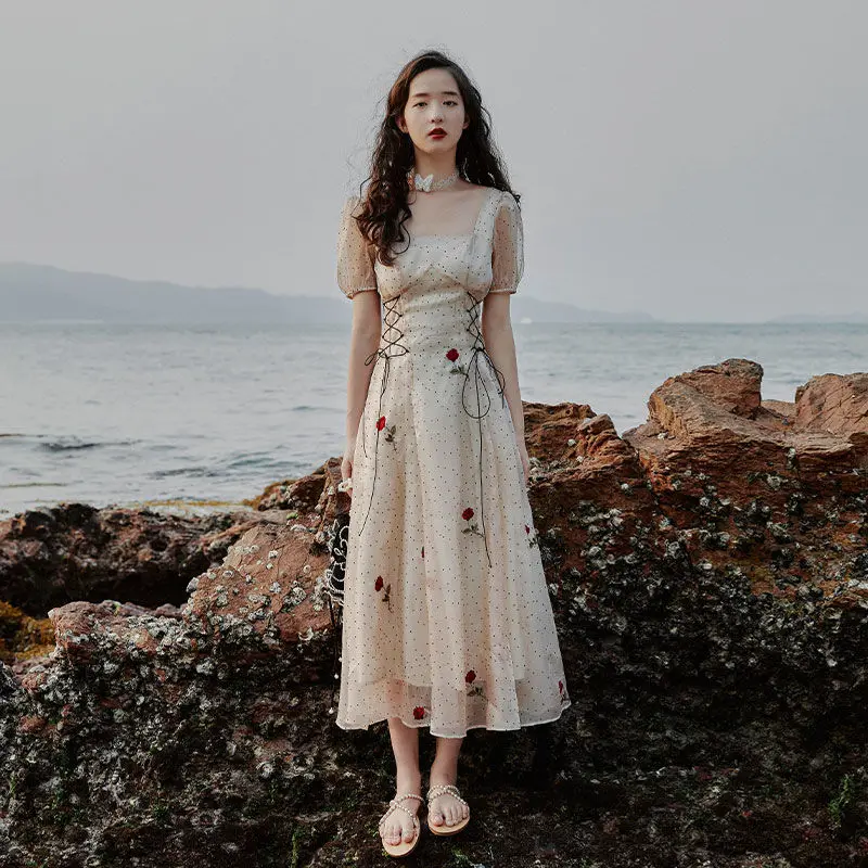 Sexy Sundress Clothing Vintage Embroidery Mesh Fashion Summer Strawberry Dress Robe Casual Loose Woman Clothes Women Korean
Sexy Sundress Clothing Vintage Embroidery Mesh Fashion Summer Strawberry Dress Robe Casual Loose Woman Clothes Women Korean