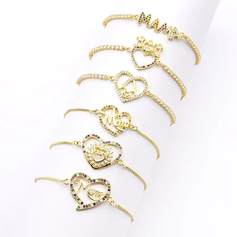 10Pcs Trend popular Mother's Day jewelry MAMA MOM letter high quality heart shape zircon bracelet, gift for mother and lover
10Pcs Trend popular Mother's Day jewelry MAMA MOM letter high quality heart shape zircon bracelet, gift for mother and lover