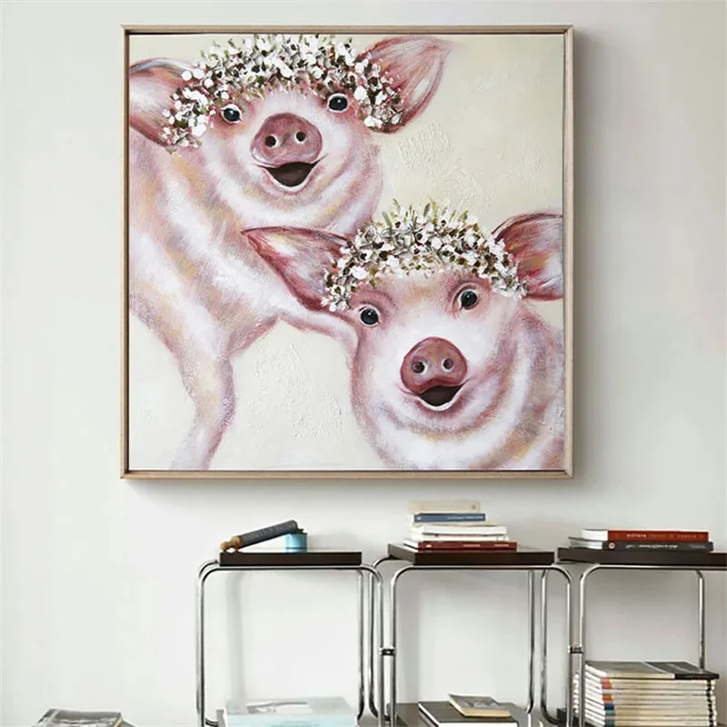Modern Cartoon Art Hand Painted Canvas Oil Paintings Pig Painting Abstract Animal Wall Art Picture Kids Room Home Decor Unframed
Modern Cartoon Art Hand Painted Canvas Oil Paintings Pig Painting Abstract Animal Wall Art Picture Kids Room Home Decor Unframed
