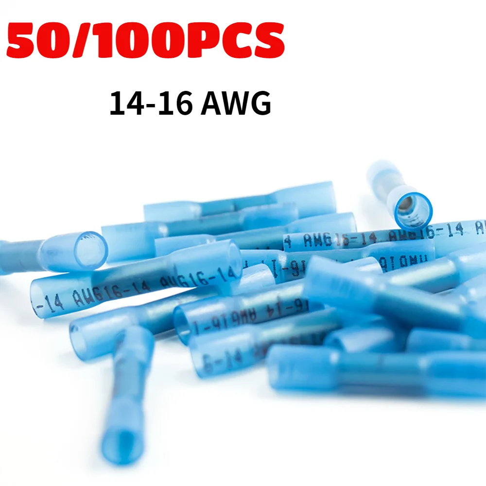 100/50PCS Seal Heat Shrink Butt Crimp Terminals Blue Waterproof Fully Insulated 14-16 AWG Electrical Wire Connectors Kit
100/50PCS Seal Heat Shrink Butt Crimp Terminals Blue Waterproof Fully Insulated 14-16 AWG Electrical Wire Connectors Kit