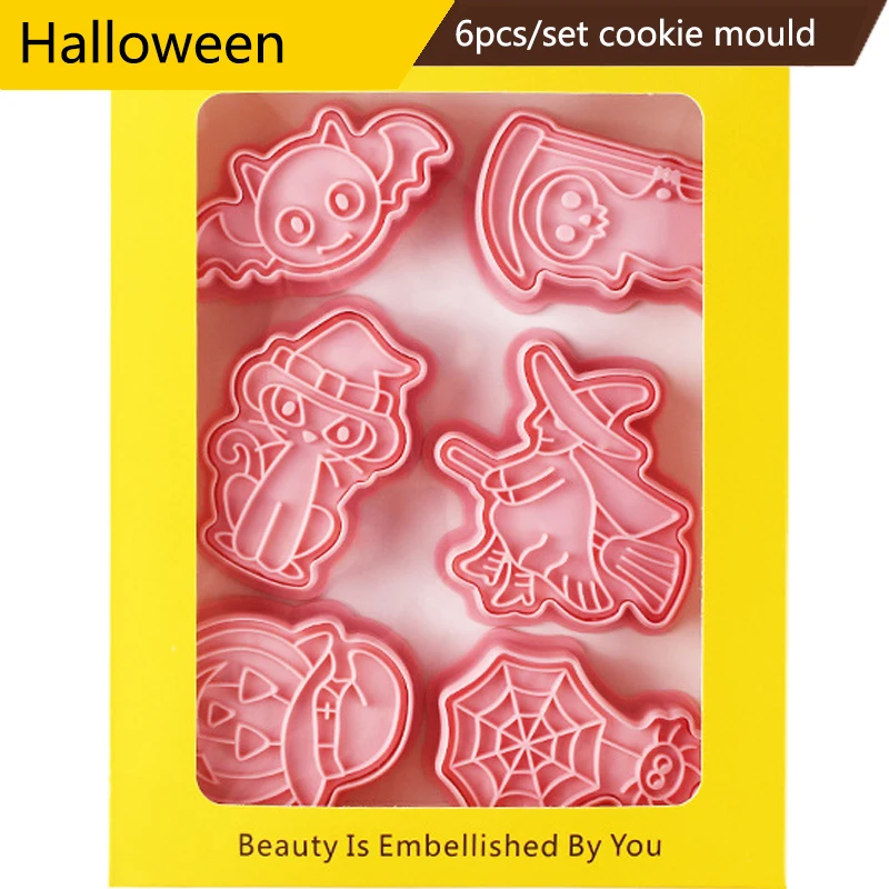 6pcs/set Halloween DIY Cookie Mold Decorating Pressable Plastic Biscuit Mould Cookie Stamp Cookie Decorating Tools 
6pcs/set Halloween DIY Cookie Mold Decorating Pressable Plastic Biscuit Mould Cookie Stamp Cookie Decorating Tools