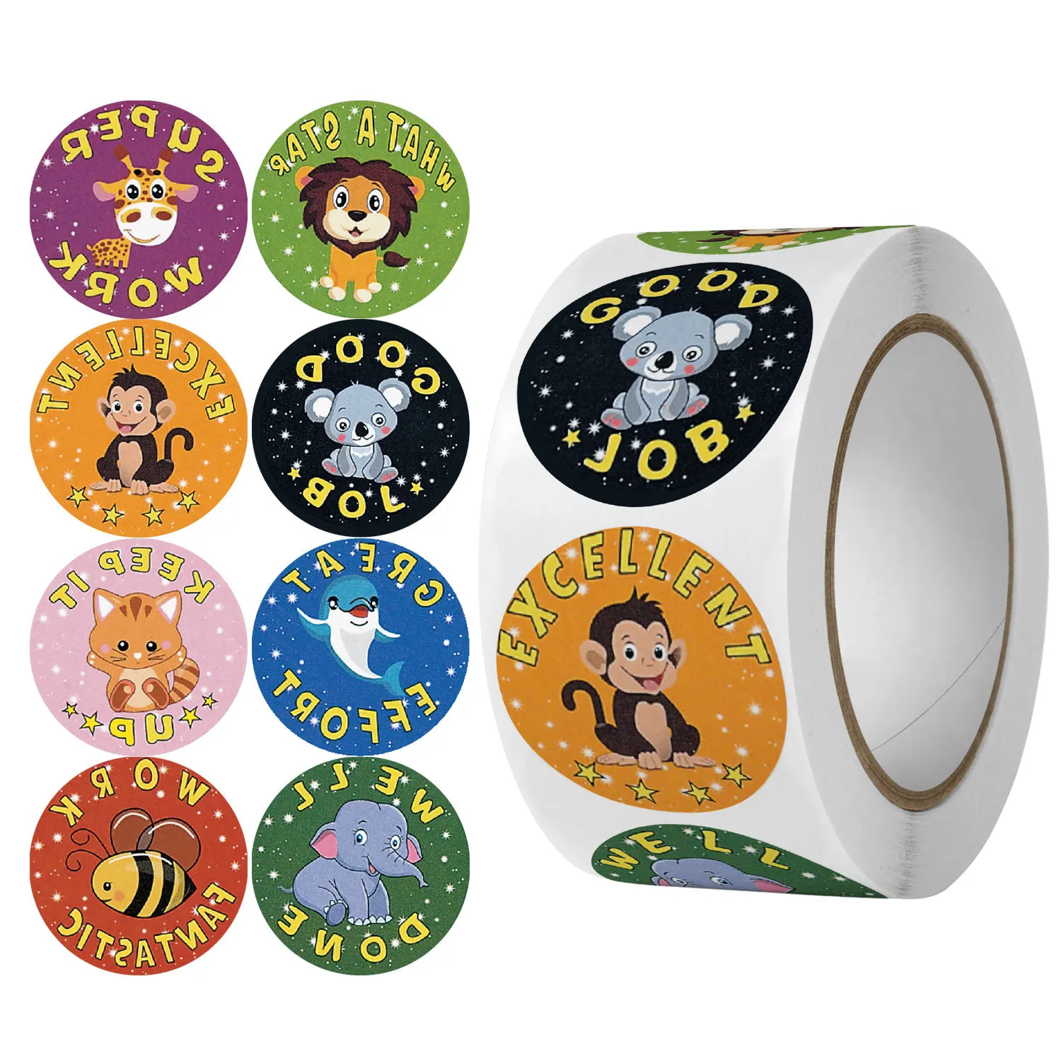 500pcs 1inch Cartoon Animals Words Stickers Cute Reward Stickers for Teacher Mom Encourage Student Children Round Reward Sticker
500pcs 1inch Cartoon Animals Words Stickers Cute Reward Stickers for Teacher Mom Encourage Student Children Round Reward Sticker