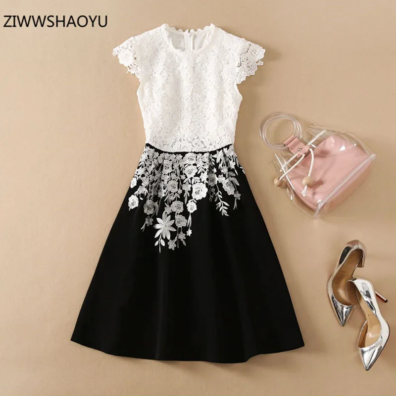 ZIWWSHAOYU Summer Women Elegant Knee-Length Dress O-Neck Butterfly Sleeve High Waist Slim Flower Embroidery Female A-Line Dress
ZIWWSHAOYU Summer Women Elegant Knee-Length Dress O-Neck Butterfly Sleeve High Waist Slim Flower Embroidery Female A-Line Dress