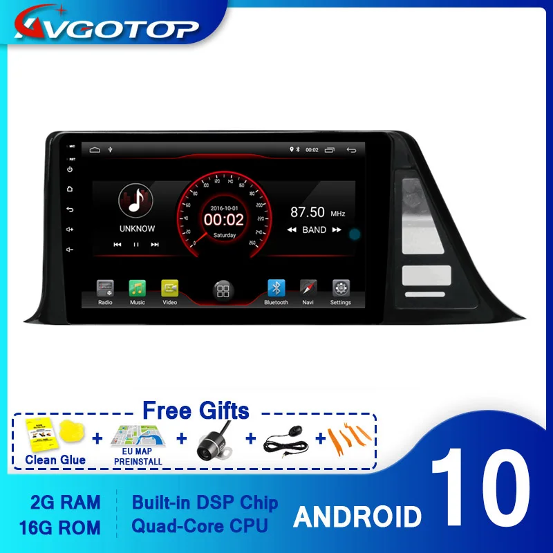 AVGOTOP автомобильный DVD плеер GPS Android 10 для TOYOTA CHR мультимедийный навигационный