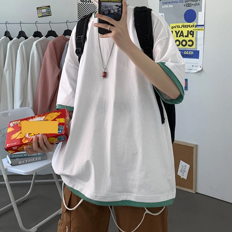 Fake Two Pieces Ripped Hole Men Tshirts Summer Short Sleeve 3xl Oversized Tops Harajuku White Black Solid Boys Campus Clothing
Fake Two Pieces Ripped Hole Men Tshirts Summer Short Sleeve 3xl Oversized Tops Harajuku White Black Solid Boys Campus Clothing