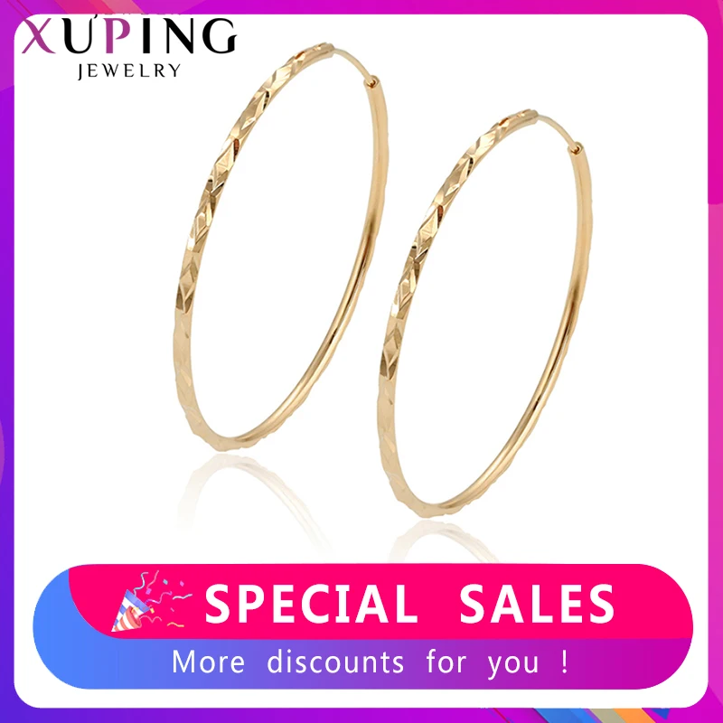 Xuping элегантные женские винтажные популярные серьги-кольца золотого цвета