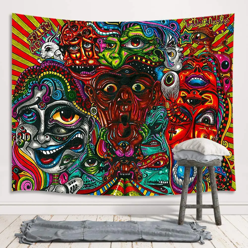 

Abstract Trippy Arabesque Retro Mysterious Pattern Upgrade Tapestries Wall Hanging for Bedroom College Dorm