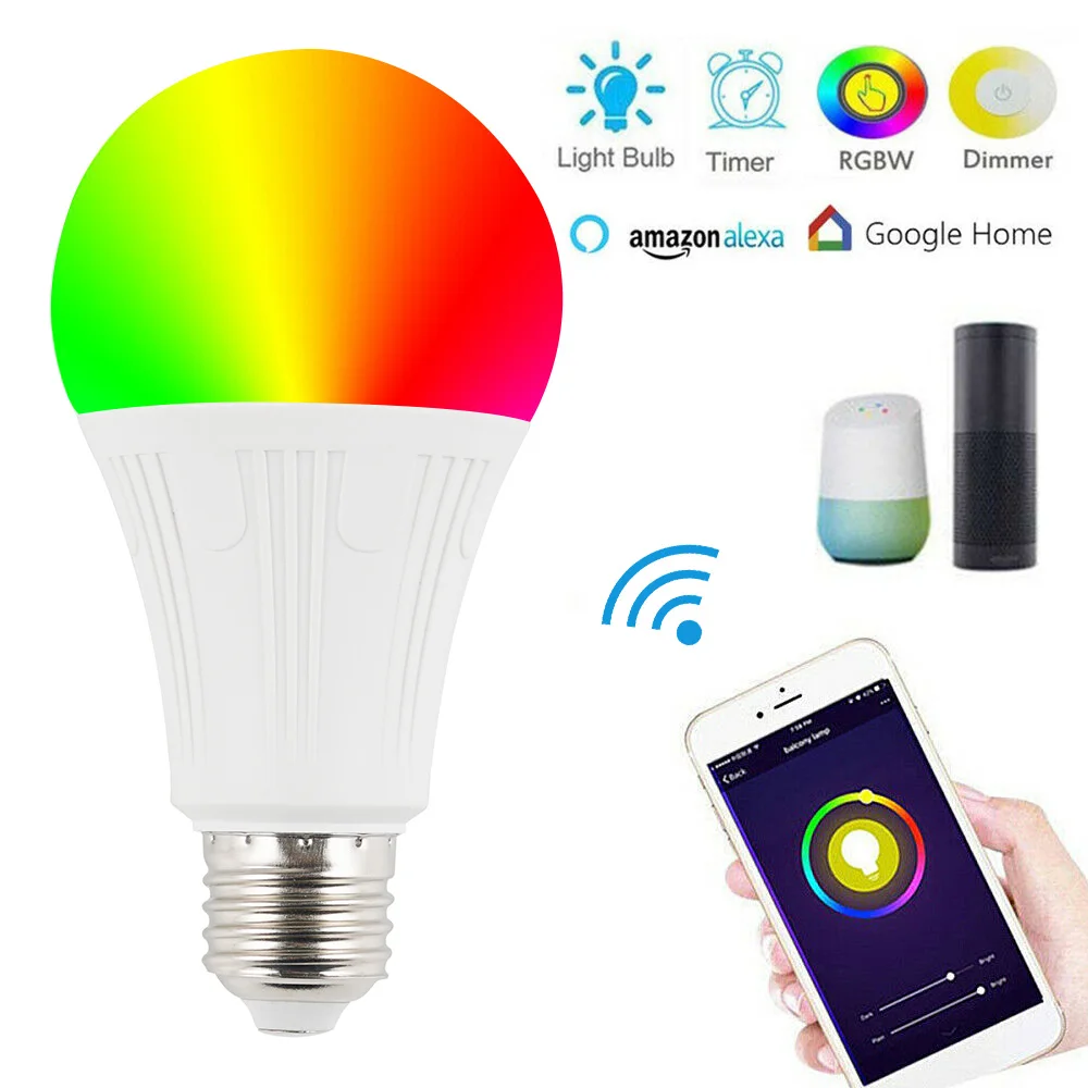 E27 WiFi Smart Light Bulbs RGB LED Light Lamp Compatible with Alexa Google Home
E27 WiFi Smart Light Bulbs RGB LED Light Lamp Compatible with Alexa Google Home