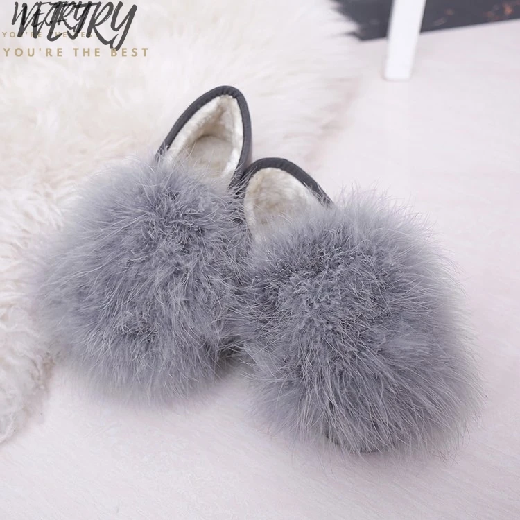 IN 2020 Hot Fur Flat Shoes Women Fox Home Fluffy Sliders Comfort With Feathers Furry Summer Flats Sweet Ladies Shoes