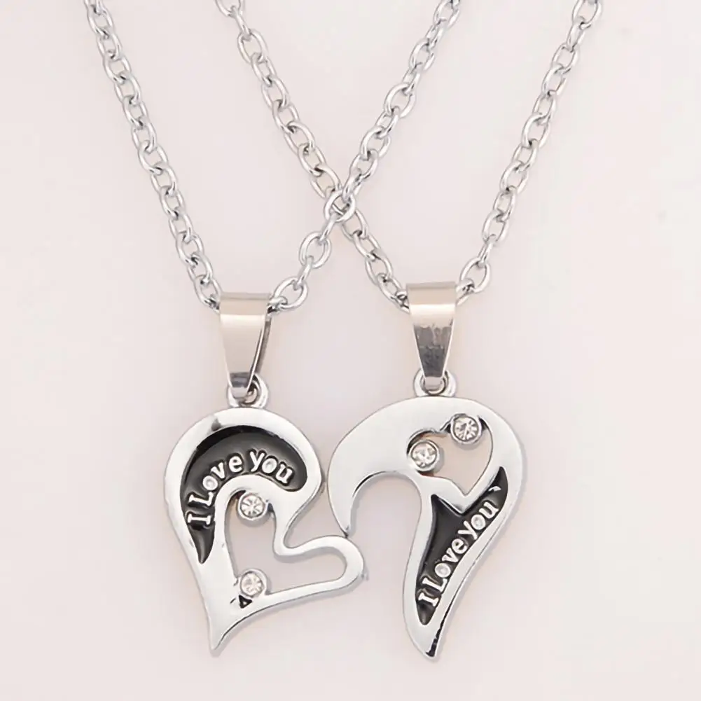 80% Hot Sell 1 Pair Couple Necklace I Love You Rhinestone Inlaid Unisex Heart Shape Pendant Lover Necklace for Anniversary
80% Hot Sell 1 Pair Couple Necklace I Love You Rhinestone Inlaid Unisex Heart Shape Pendant Lover Necklace for Anniversary