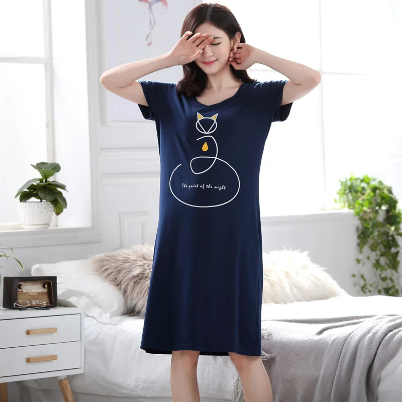 Summer Night Dress Women Nightgown Cartoon Cute Sleepwear Nightie Nightdress Cotton Homewear
Summer Night Dress Women Nightgown Cartoon Cute Sleepwear Nightie Nightdress Cotton Homewear