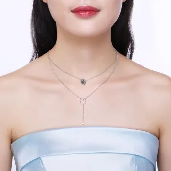 Fashion Chain Necklace Crystal S925 Sterling Silver Four Leaf Clover Pendant Necklace Women SVN337
Fashion Chain Necklace Crystal S925 Sterling Silver Four Leaf Clover Pendant Necklace Women SVN337