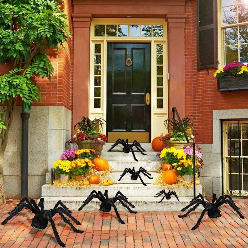 Halloween Spider Decorations 2 Pcs Realistic Hairy Spiders Set for Outdoor Decor Haunted House Yard | Дом и сад