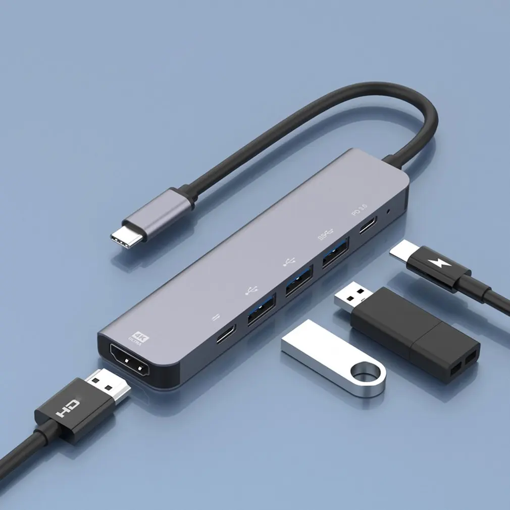 USB Type-C Hub к HDMI-совместимый адаптер 3 USB C Hub Dual PD для MacBook Pro/Air/Huawei Mate Расширенная док-станция 6 в 1 
USB Type-C Hub к HDMI-совместимый адаптер 3 USB C Hub Dual PD для MacBook Pro/Air/Huawei Mate Расширенная док-станция 6 в 1