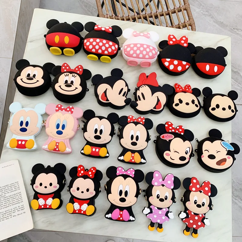 

Disney Mickey Minnie Mouse Silicone Coin Purse Stitch Donald Duck Daisy Frozen Cartoon Anime Figure Shoulder Bag Kids Gift Toys